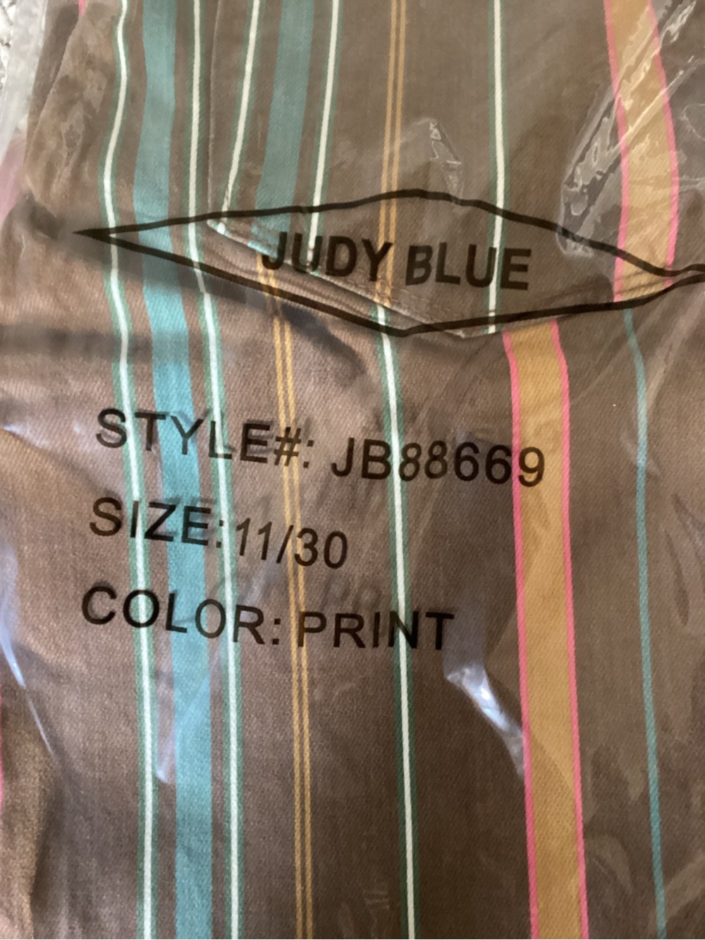 Judy Blue Stretch Stripe Flare Jeans Brown Multi Retro Boho NWT 11/30 - Picture 7 of 8